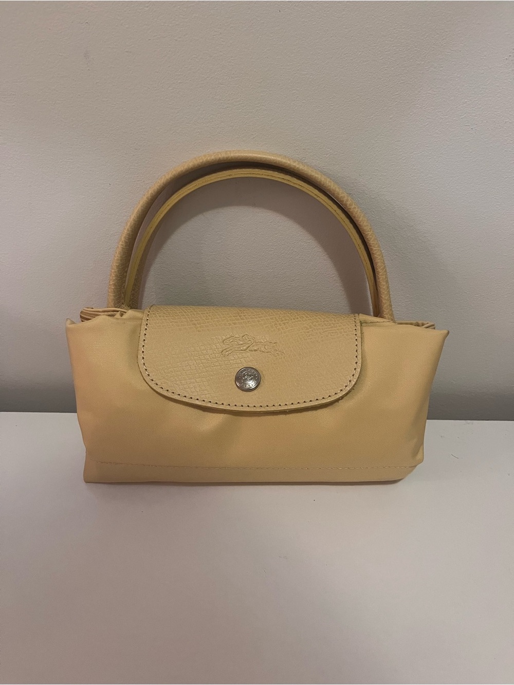 Longchamp Small Top-Handle Mini Bag in Pale Yellow